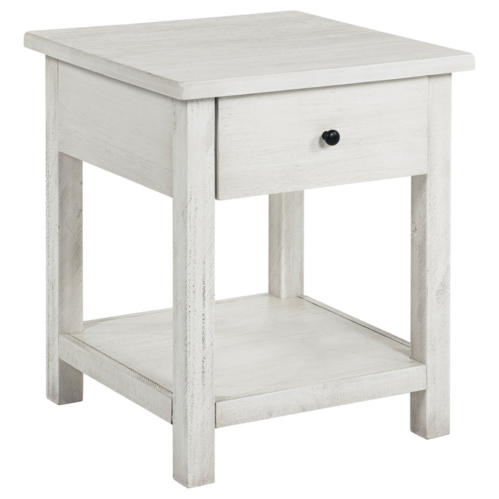 Payne 1-drawer Wood End Table with Shelf White