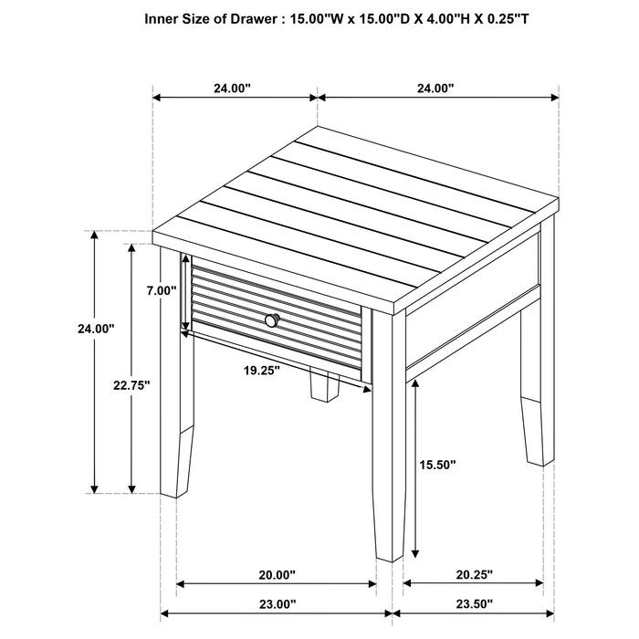 Concord 1-drawer Square End Table Distressed Java