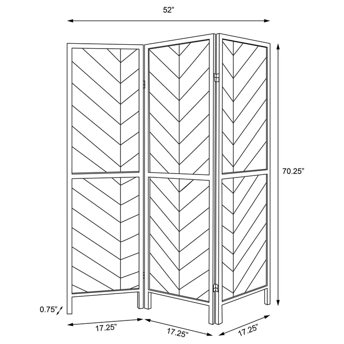 Marlene 3-Panel Room Divider Folding Screen Rustic Tobacco