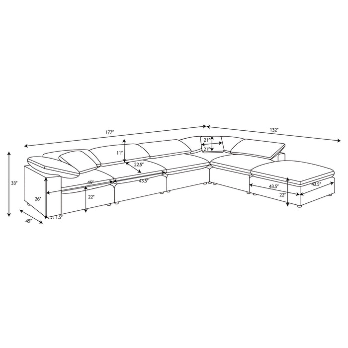 Raleigh 6-piece Boucle Upholstered Modular Sectional Ivory