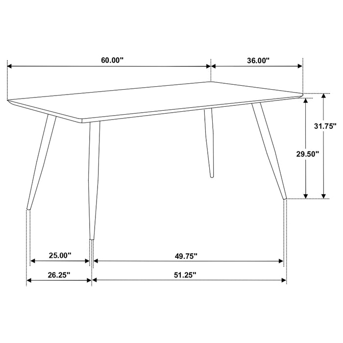 Zetta 5-piece Rectangular 60-inch Wood Dining Set Black