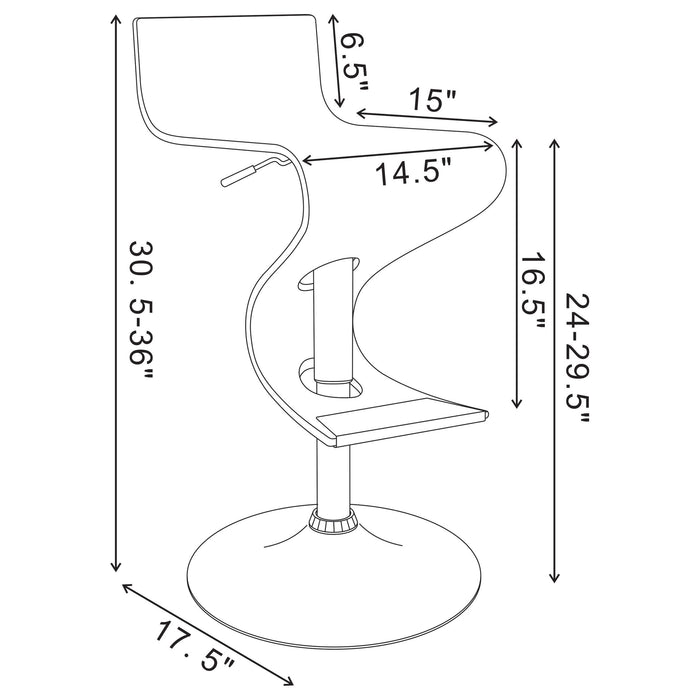 Covina Adjustable Bar Stool Walnut and Chrome