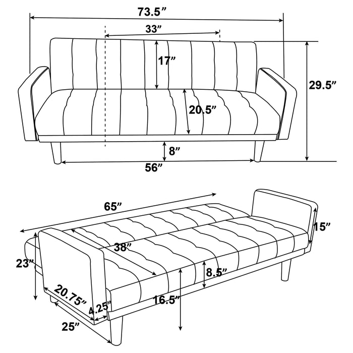 Sommer Upholstered Tufted Convertible Sofa Bed Grey