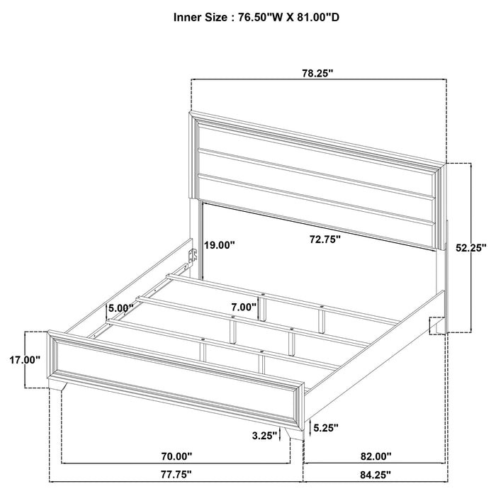 Wright 50-inch Upholstered Eastern King Bed Brown Oak