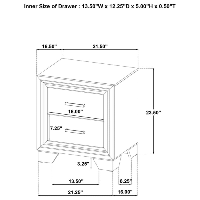 Wright 2-drawer Nightstand Bedside Table Brown Oak