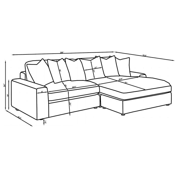 Blaine Upholstered Reversible Chaise Sectional Sofa Sand