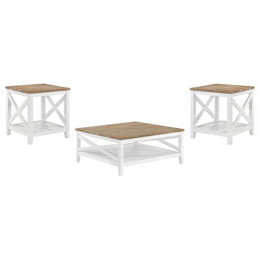 Hollis 3-piece Square Coffee and End Table Set White