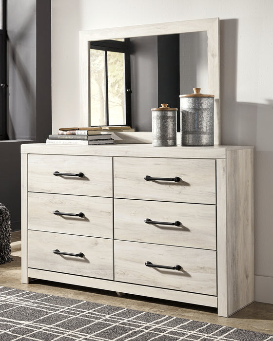 Cambeck King Panel Bed with 2 Storage Drawers with Mirrored Dresser, Chest and Nightstand