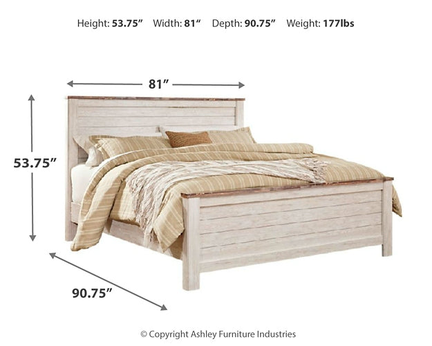 Willowton King Panel Bed with Mirrored Dresser