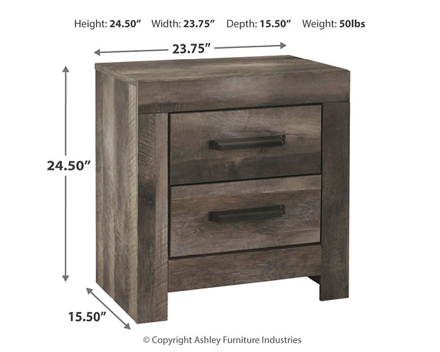 Wynnlow Queen Crossbuck Panel Bed with Mirrored Dresser and 2 Nightstands