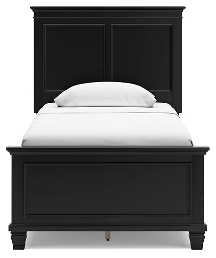 Lanolee Twin Panel Bed with Mirrored Dresser, Chest and 2 Nightstands