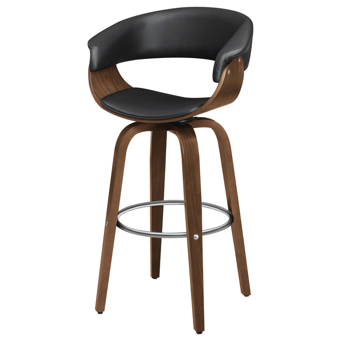 Zion Upholstered Swivel Bar Stool Walnut and Black