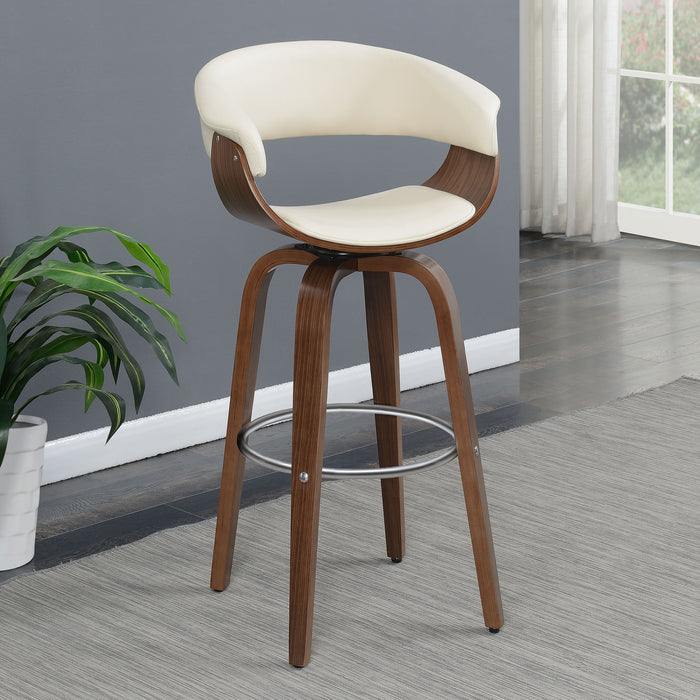 Zion Upholstered Swivel Bar Stool Walnut and Ecru