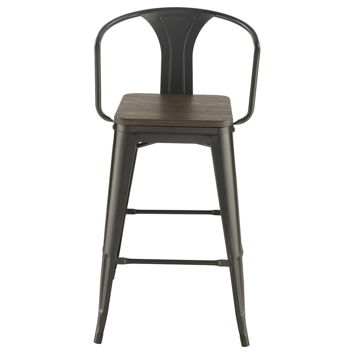 Cavalier Metal Bar Chair Dark Elm and Matte Black (Set of 2)