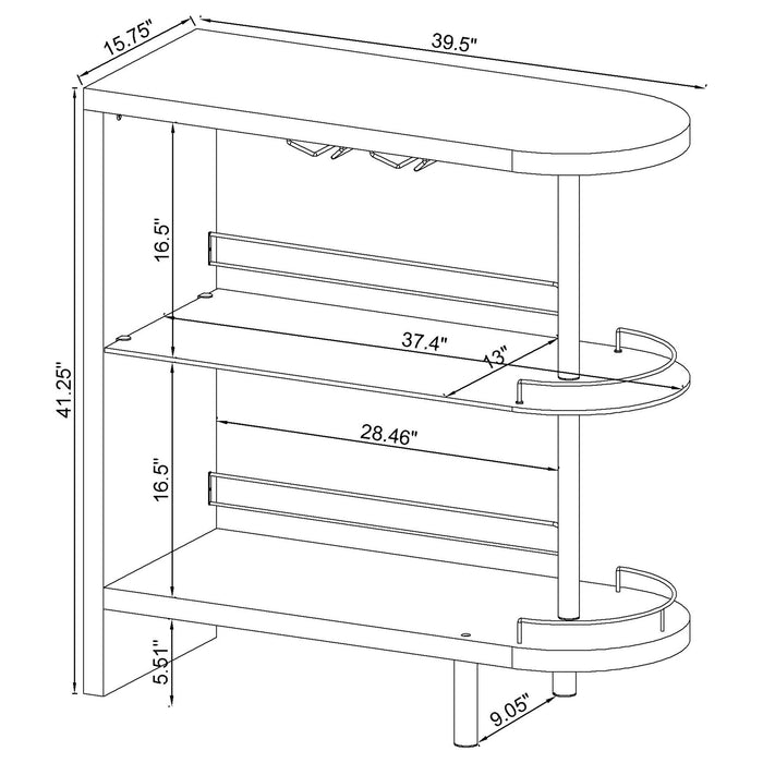 Adolfo Rectangular 2-tier Home Bar Table Grey High Gloss