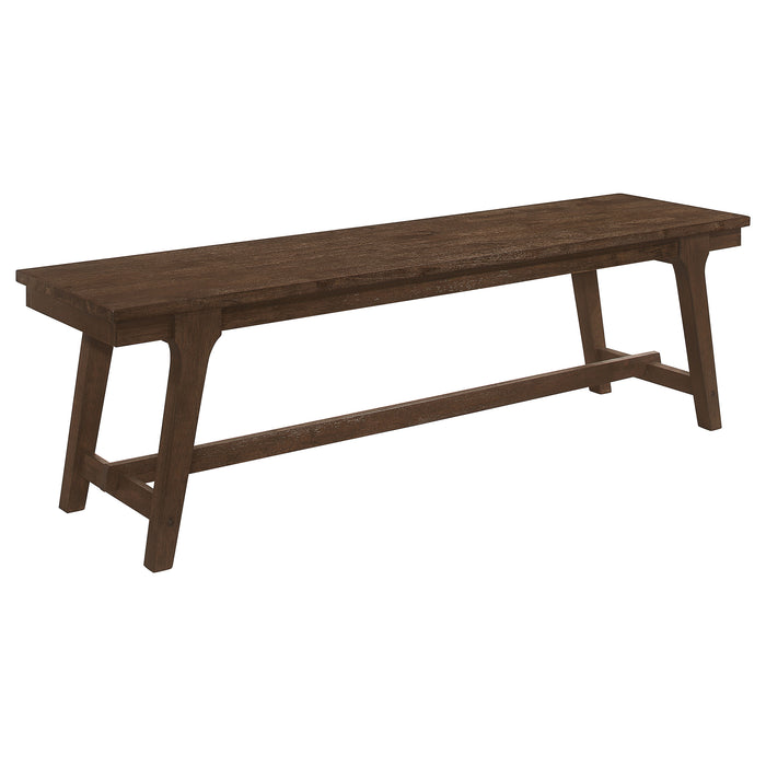 Reynolds Wood Trestle Base Dining Bench Brown Oak