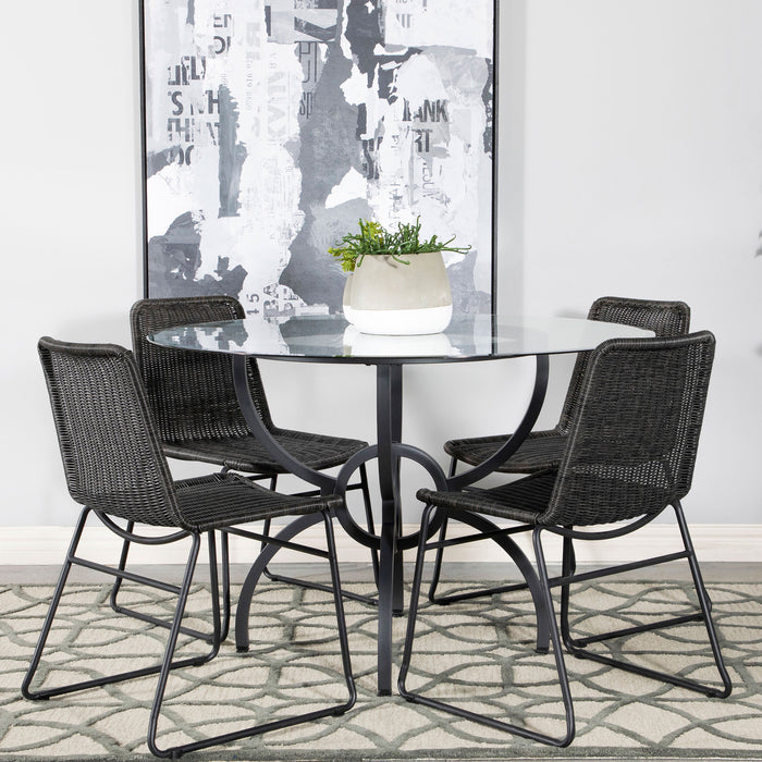 Aviano Round 48-inch Glass Top Metal Dining Table Gunmetal