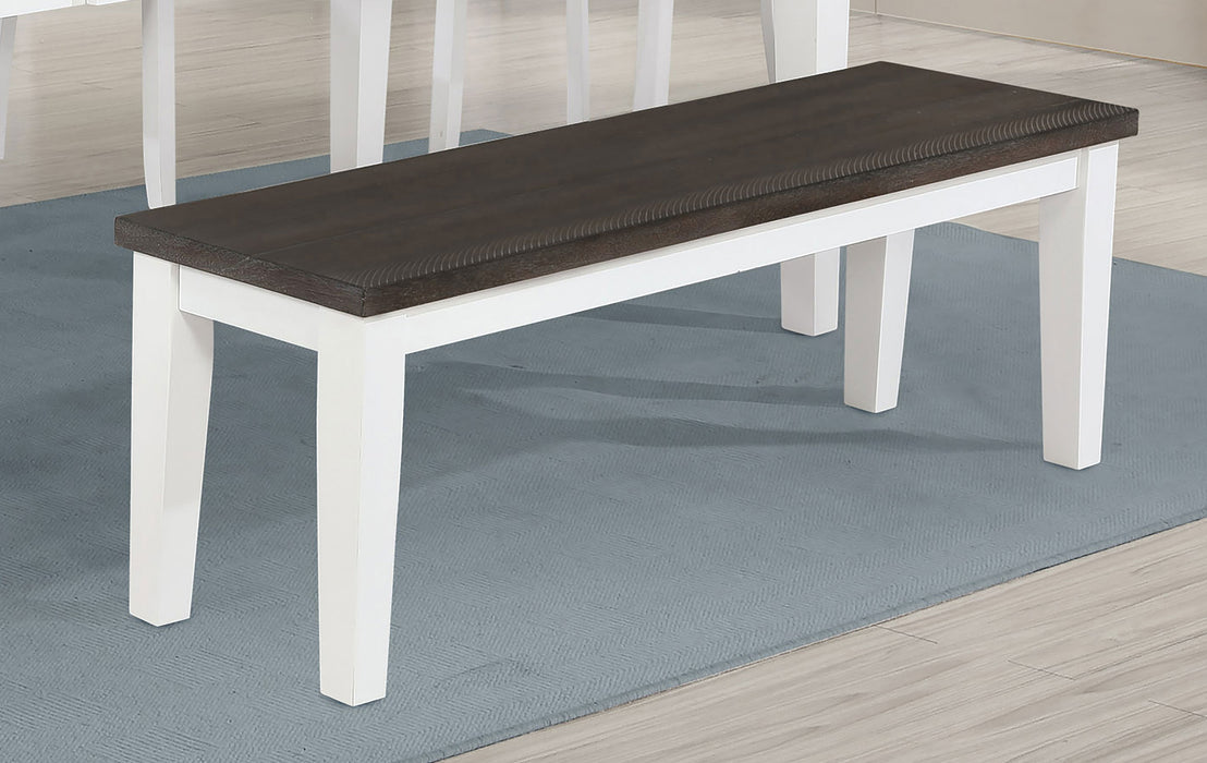 Kingman Wood Dining Bench Distressed White