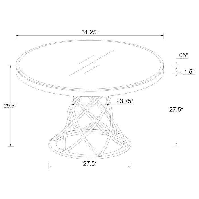 Irene Round 51-inch Glass Top Dining Table Chrome