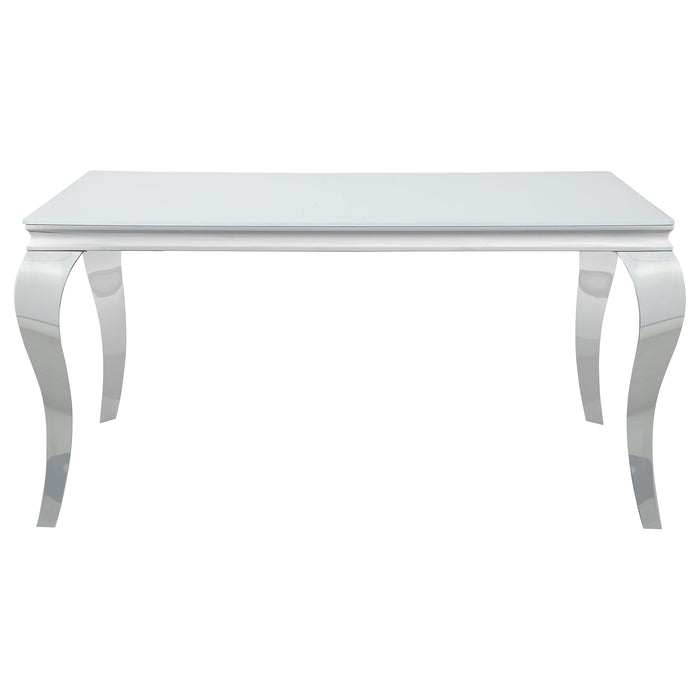 Carone Rectangular 61-inch Glass Top Dining Table White