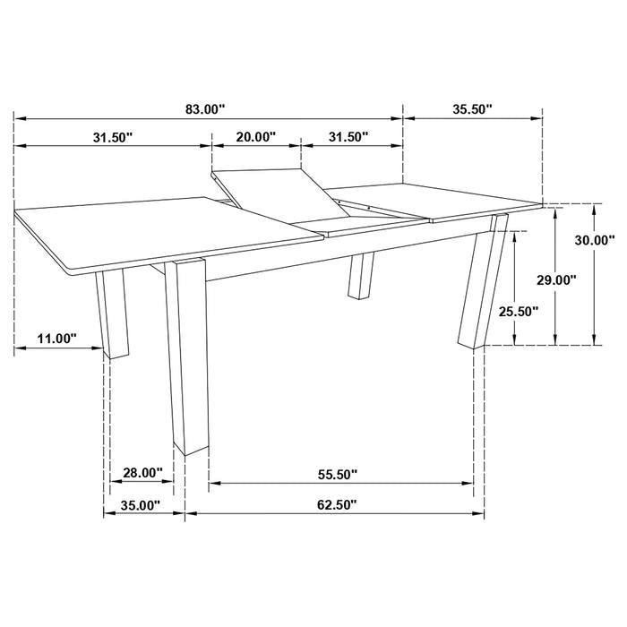 Jakob 5-piece Rectangular Extension Leaf Dining Set Black