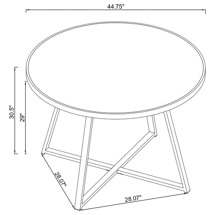 Jillian Round 45-inch Mirror Top Dining Table Black Nickel