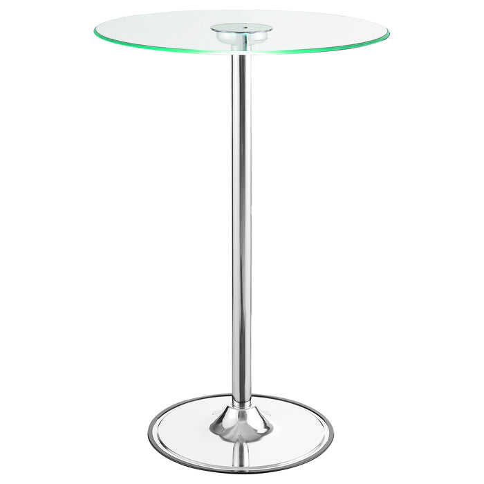 Thea Round 28-inch Glass Top LED Bistro Bar Table Chrome