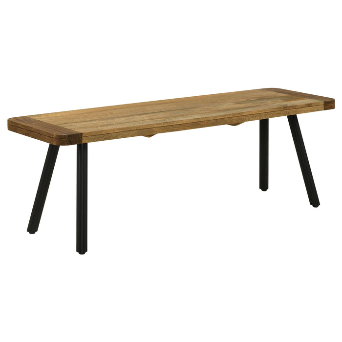 Maverick Wood Dining Bench Natural Mango and Black