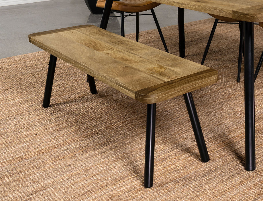 Maverick Wood Dining Bench Natural Mango and Black