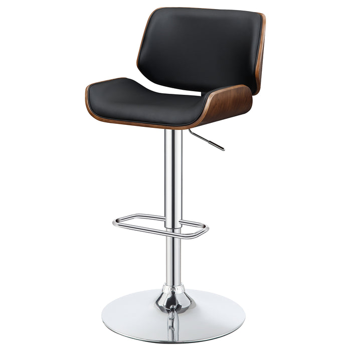 Folsom Upholstered Adjustable Bar Stool Black and Chrome