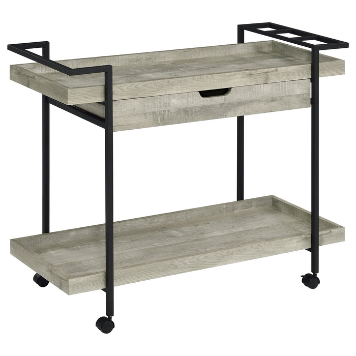 Ventura 1-drawer Engineered Wood Bar Cart Grey Driftwood