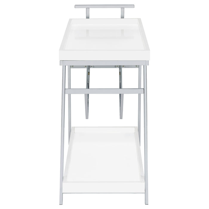 Kinney 1-drawer Engineered Wood Bar Cart White High Gloss