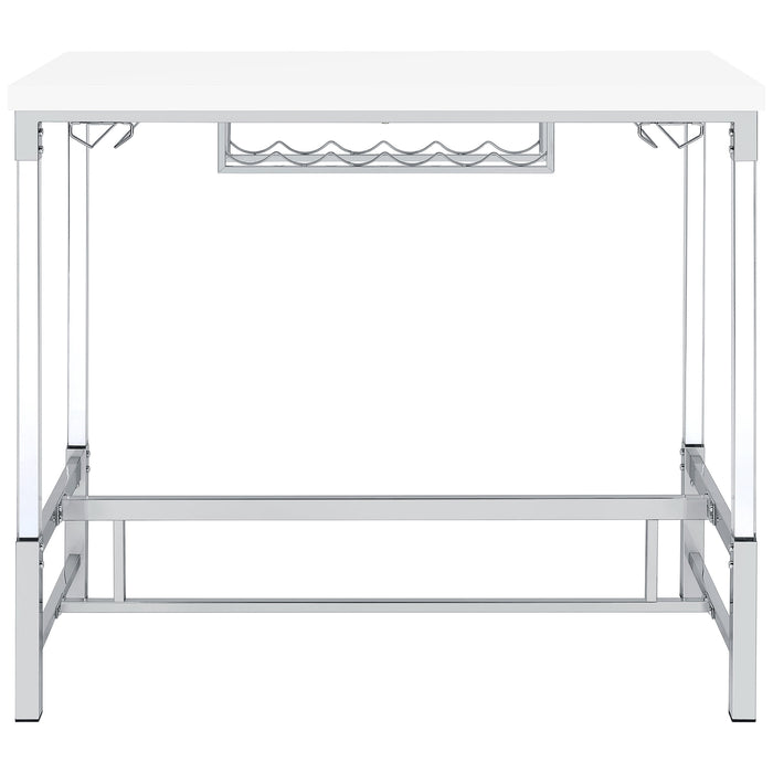 Norcrest 47-inch Acrylic Leg Bar Table White High Gloss