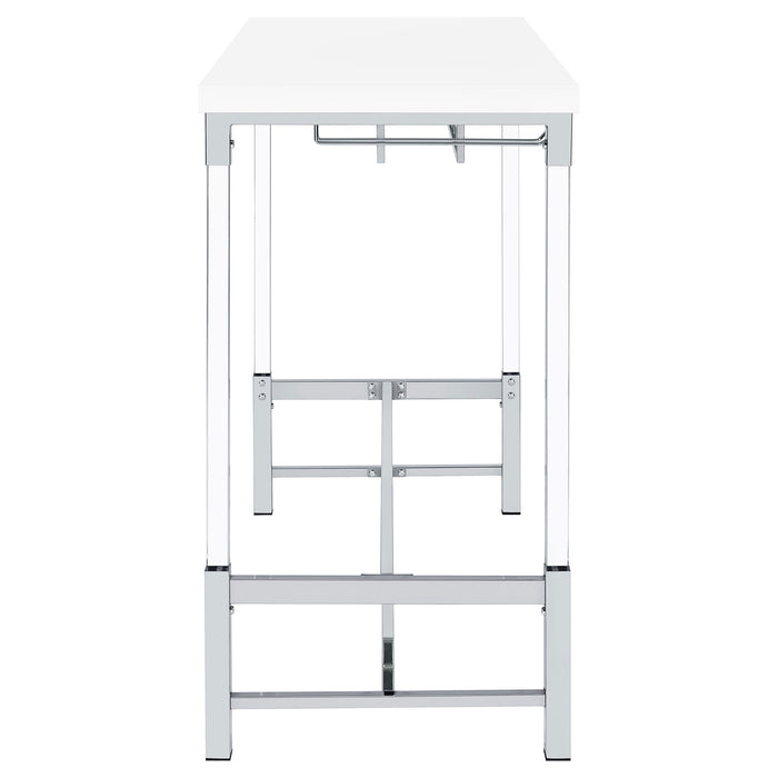 Norcrest 47-inch Acrylic Leg Bar Table White High Gloss