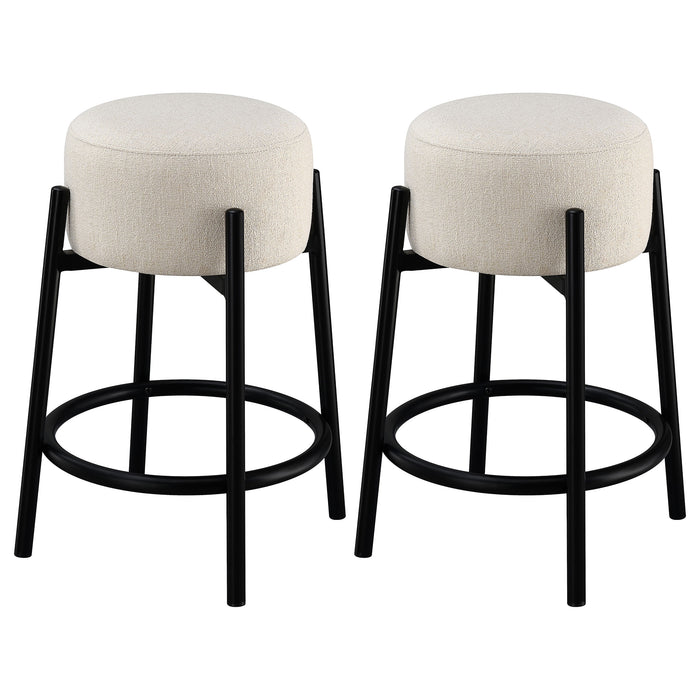 Leonard Upholstered Backless Counter Stool White (Set of 2)