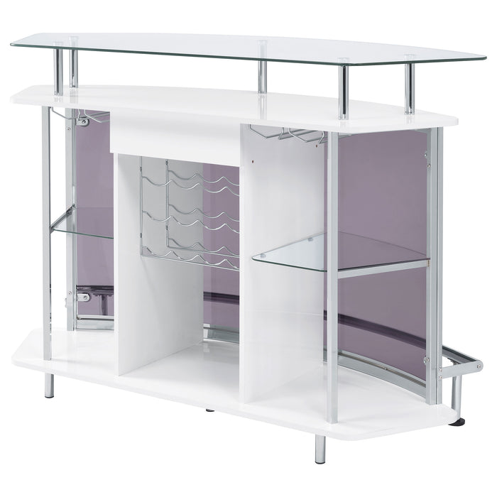 Gideon Curved Glass Top Home Bar Cabinet White High Gloss