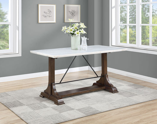 Aldrich 66-inch Marble Top Counter Height Dining Table White