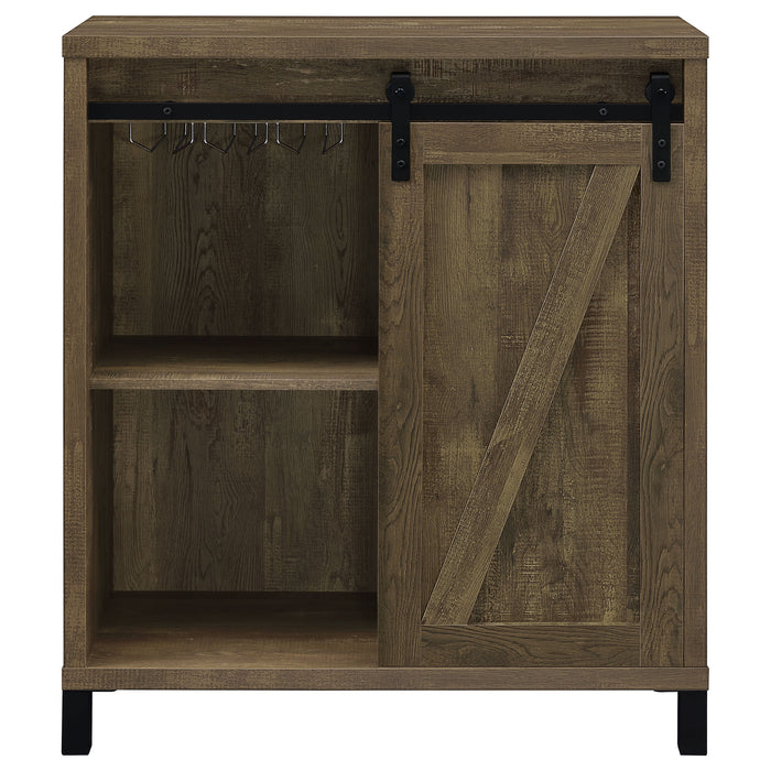 Arlington Sliding Door Home Bar Wine Cabinet Rustic Oak