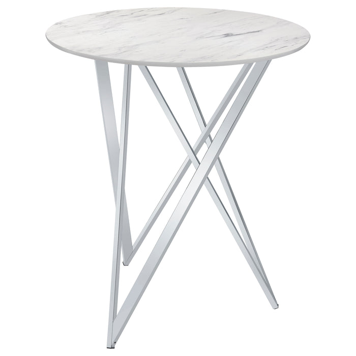 Bexter Round 35-inch Faux Marble Bistro Bar Table Chrome