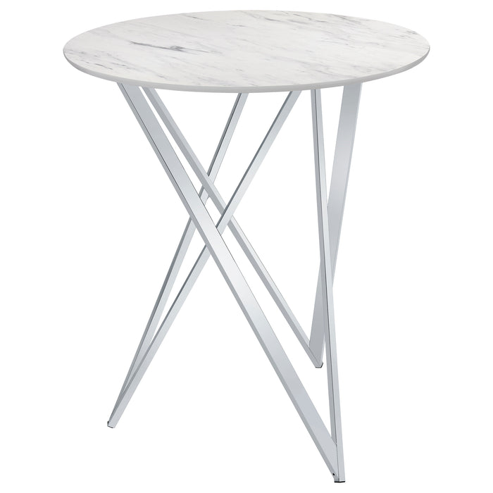 Bexter Round 35-inch Faux Marble Bistro Bar Table Chrome