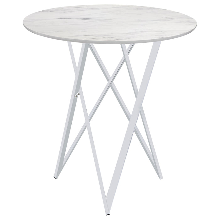 Bexter Round 35-inch Faux Marble Bistro Bar Table Chrome