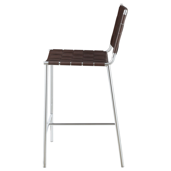 Adelaide Upholstered Counter Height Stool Brown and Chrome