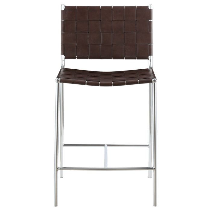 Adelaide Upholstered Counter Height Stool Brown and Chrome