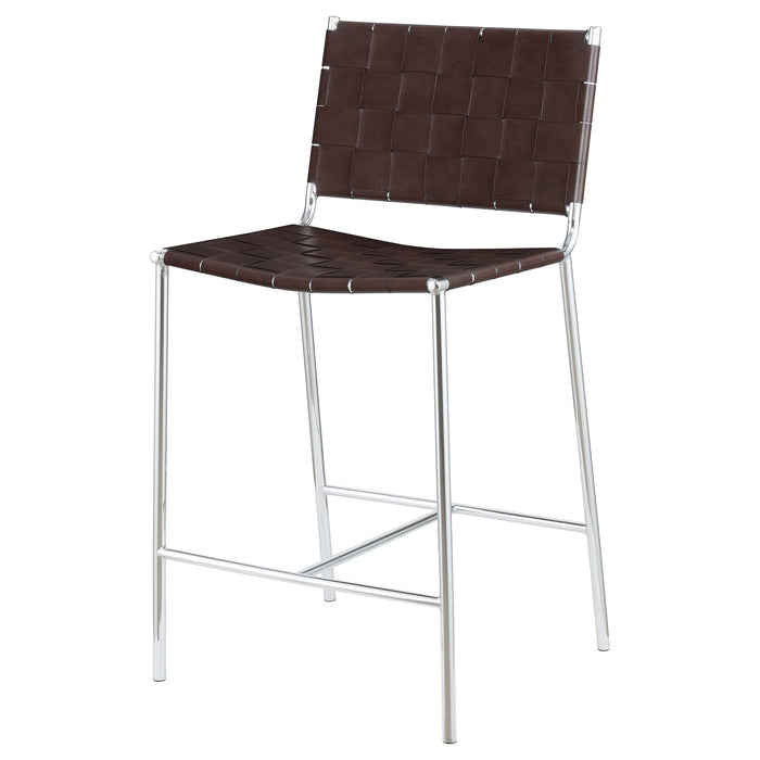 Adelaide Upholstered Counter Height Stool Brown and Chrome