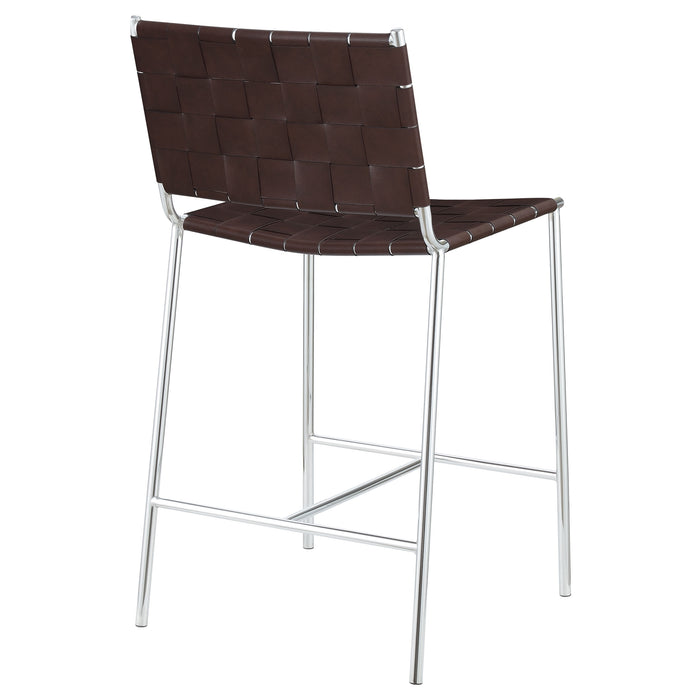 Adelaide Upholstered Counter Height Stool Brown and Chrome