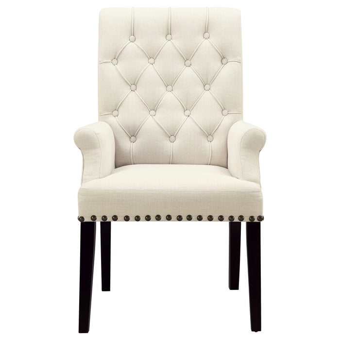 Alana Fabric Upholstered Dining Arm Chair Beige