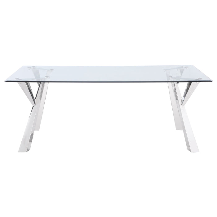 Alaia Rectangular 79-inch Glass Top Dining Table Chrome