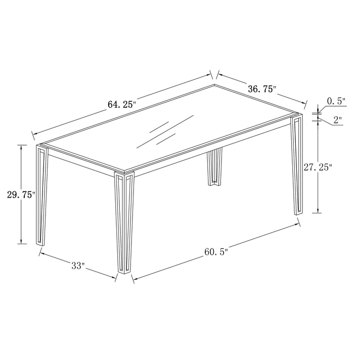 Pauline Rectangular 64-inch Glass Top Dining Table Chrome