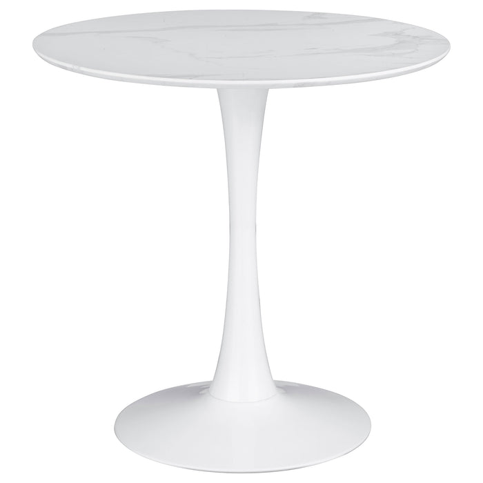 Arkell Round 30-inch Faux Marble Top Dining Table White