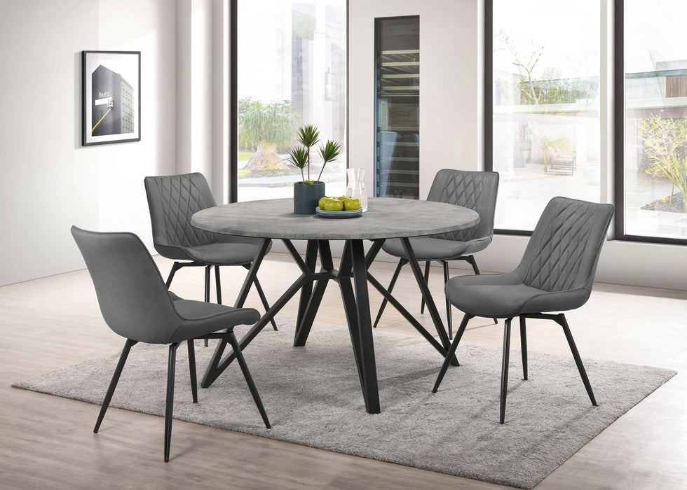 Neil 5-piece Round Dining Table Set Concrete Gunmetal